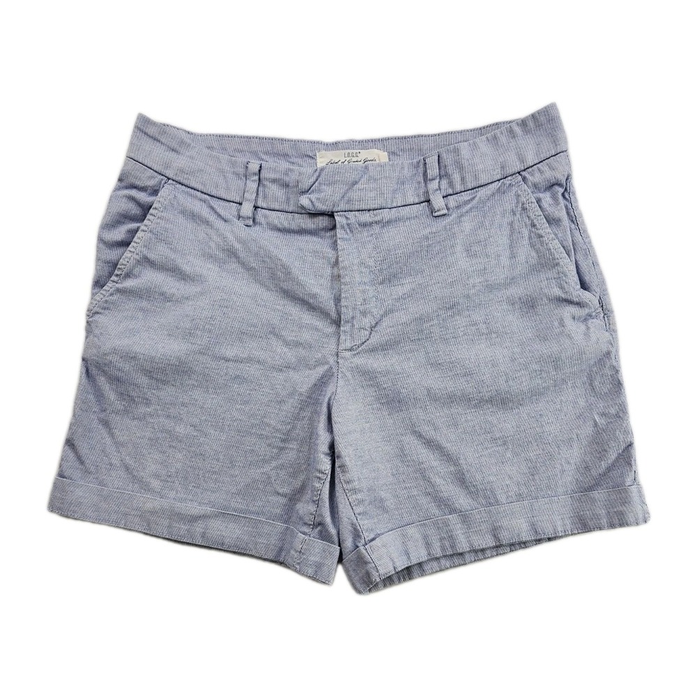 LOGG Label Of Graded Goods Women's Shorts 6 Blue White Hairline Stripes Stretch